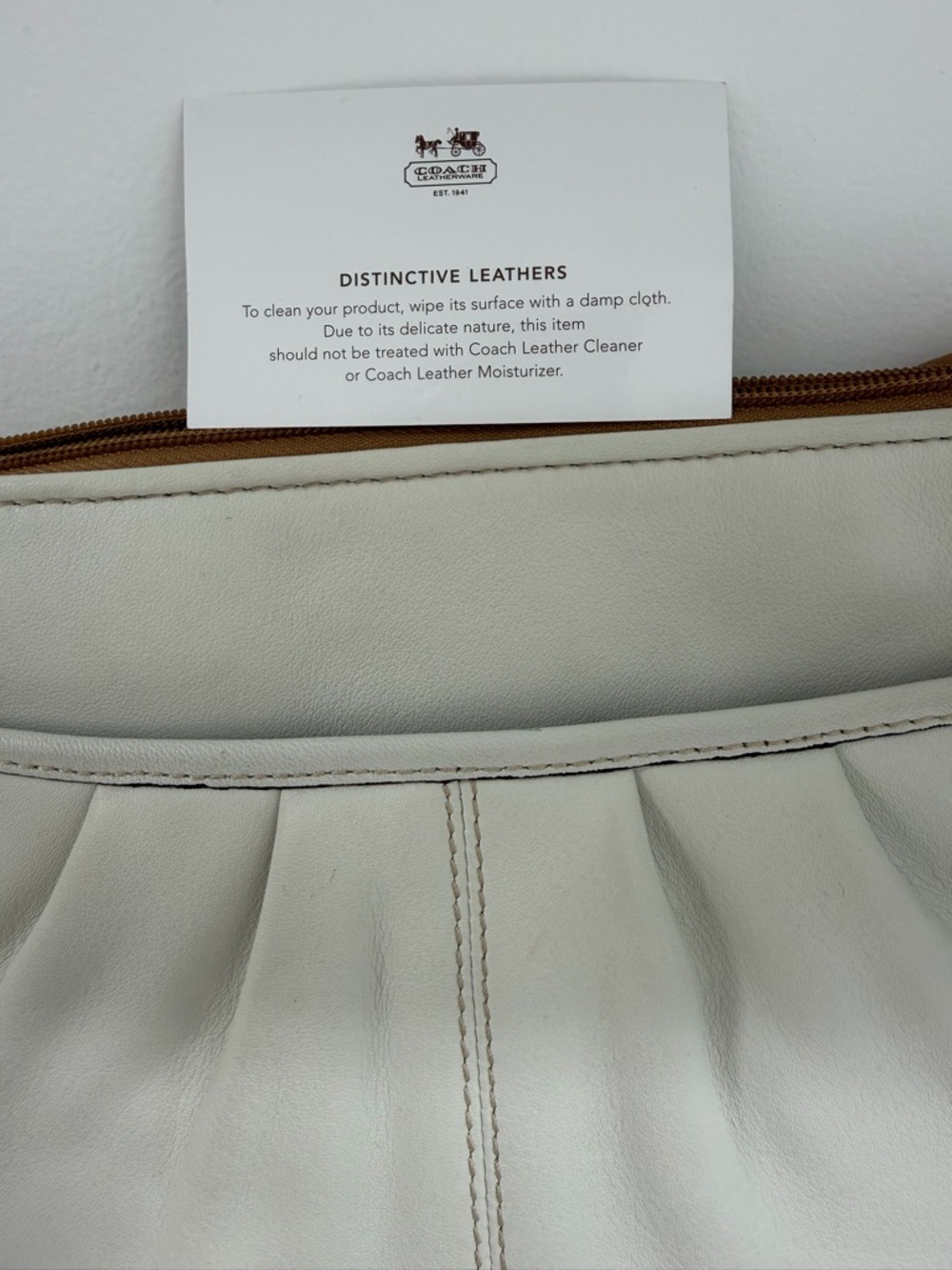 Authentic Coach Cream Leather Crossbody Bag | Neutral Everyday Shoulder Purse - Picture 11 of 13